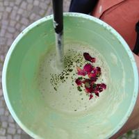 Cloudy rose matcha at Calm Coffee in Berlin