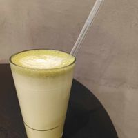 Warm matcha latte at Calm Coffee in Berlin