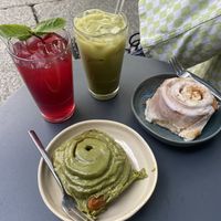 Matcha and biscoff bun   at Calm Coffee in Berlin