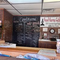 Counter and menu  at Good Karma Cafe in Gulfport