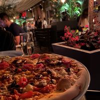 Vegan pizza at Kitchen Bar in Thessaloniki