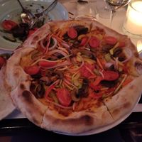 Vegan pizza at Kitchen Bar in Thessaloniki