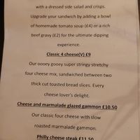 The menu at Legends Live Lounge in Lees