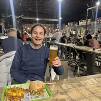 Double burger with accompanying fries. €15.   at Veggy Box in La Garde