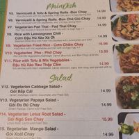 Vegan/veg menu at Pho-Nomenal in Ashburn
