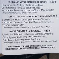 Menu at Bookeria in Rovinj