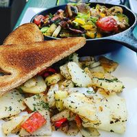 Vegan frittata   at Sweet Basil's Cafe in Livingston