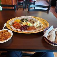 Veggie combo meal (vegan) at Dilla Ethiopian restaurant in Minneapolis
