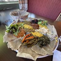 Large veggie combo  at Dilla Ethiopian restaurant in Minneapolis