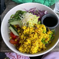 Vegan poke bowl with scrambled tofu  at Crave Cairns in Cairns