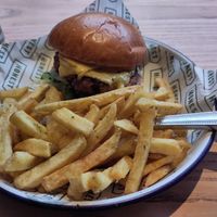 Plant burger with rosemary chips at Honest Burgers in South East London