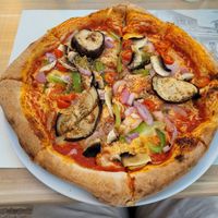Pizza "Vegan" with vegan cheese added extra at Artisti in Corfu