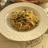 Garlic and peperoncino pasta   at Artisti in Corfu