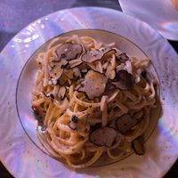 Truffle Linguini - So creamy and delicious! Light truffle flavor and reminded me of a cacio e pepe (that’s a good thing). Highly recommend!!  at Artisti in Corfu