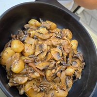 Fresh gnocci with truffle and mushrooms at Artisti in Corfu