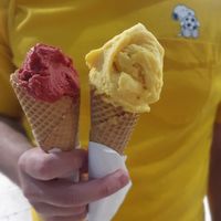 Cherry and passion fruit sorbet 🤤🤤🤤 at Ela's in Split