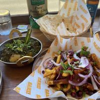 Saag aloo and chip chaat  at Sabzi in Edinburgh