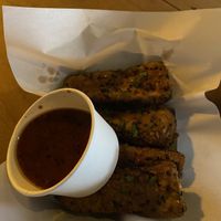 Aubergine fritters  at Caribou in Galway