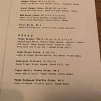 Vegan menu section  at Caribou in Galway