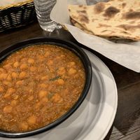 Roti and chana masala at Aago Restaurant in Chantilly