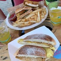 Chik’n Waffle Sandwich and Mallorca Sandwich w/ Tofurkey, JustEgg, and vegan cheese  at Lokales in Bayamon