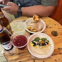 El burrosaurio and steak and egg tacos at Lokales in Bayamon