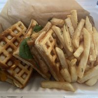Chickn and Waffle Sandwich  at Lokales in Bayamon