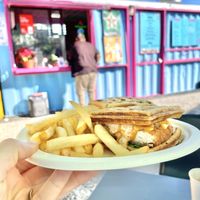 Chicken waffle breakfast sandwich  at Lokales in Bayamon