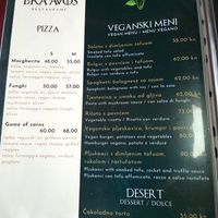 Vegan menu at Braavos in Banjole