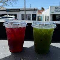 berry and matcha lemonade   at Armonia Kitchen in San Diego