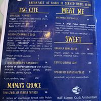 Ontbijt menu  at Kazik in Amsterdam