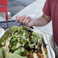 Burrito bowl (vegan ingredients: rice, lettuce, veggies, chipotle mayo, cilantro in a spinach tortilla)  at Unity Taqueria in Philadelphia