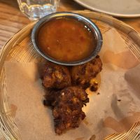 Sweet corn fritters (so delicious we’d already eaten half of them!)  at Tai Kitchen in South East London