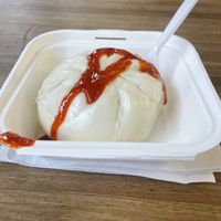 Steamed vegan bao wirh sriracha   at Upmarket in London