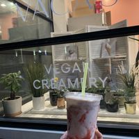Strawberry milkshake  at Vaca's Creamery in Chicago