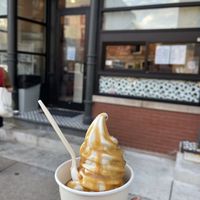 Classic swirl with caramel topping   at Vaca's Creamery in Chicago