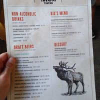 Menu 2 at Yavapai Tavern in Grand Canyon Village