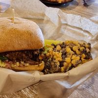 Vegan Burger with black bean and corn salad at Yavapai Tavern in Grand Canyon Village