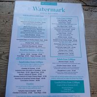 Menu at The Watermark Cafe in Scarborough