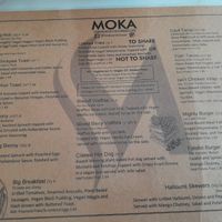 Menu at Moka  in Ardrossan