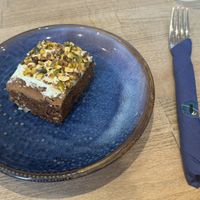 Vegan pistachio and carrot cake (so delicious!!!)  at Tu Mundo Coffee in Prestatyn