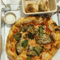 Eggplant pizza and cheesy dough balls at Purezza in Manchester