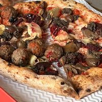 All seasons pizza with amazing vegan meatballs  at Purezza in Manchester