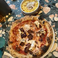 Vegan Four Cheese Pizza with Camembert & Bacon + Vegan Mac Cheese & Pancetta  at Purezza in Manchester