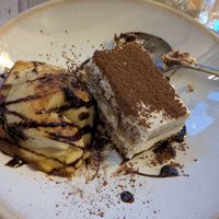 Nutella & Superstraccia Dough Ball (Left) and half a "Purezza’s Legendary Tiramisu" (Right) at Purezza in Manchester