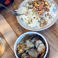 Salad and potatoes dish at Purezza in Manchester