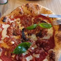 Parmagiana party (aubergine) and the Veggie pizza at Purezza in Manchester