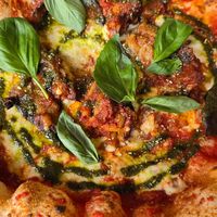 Aubergine parmigiana pizza at Purezza in Manchester