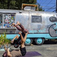 acroyoga with zucchini kill cupcakes (a Yacht dessert option) at The Vegan Yacht in Austin