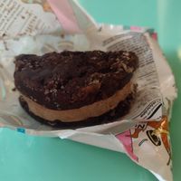 Brownie ice cream sandwich, amazing at The Vegan Yacht in Austin